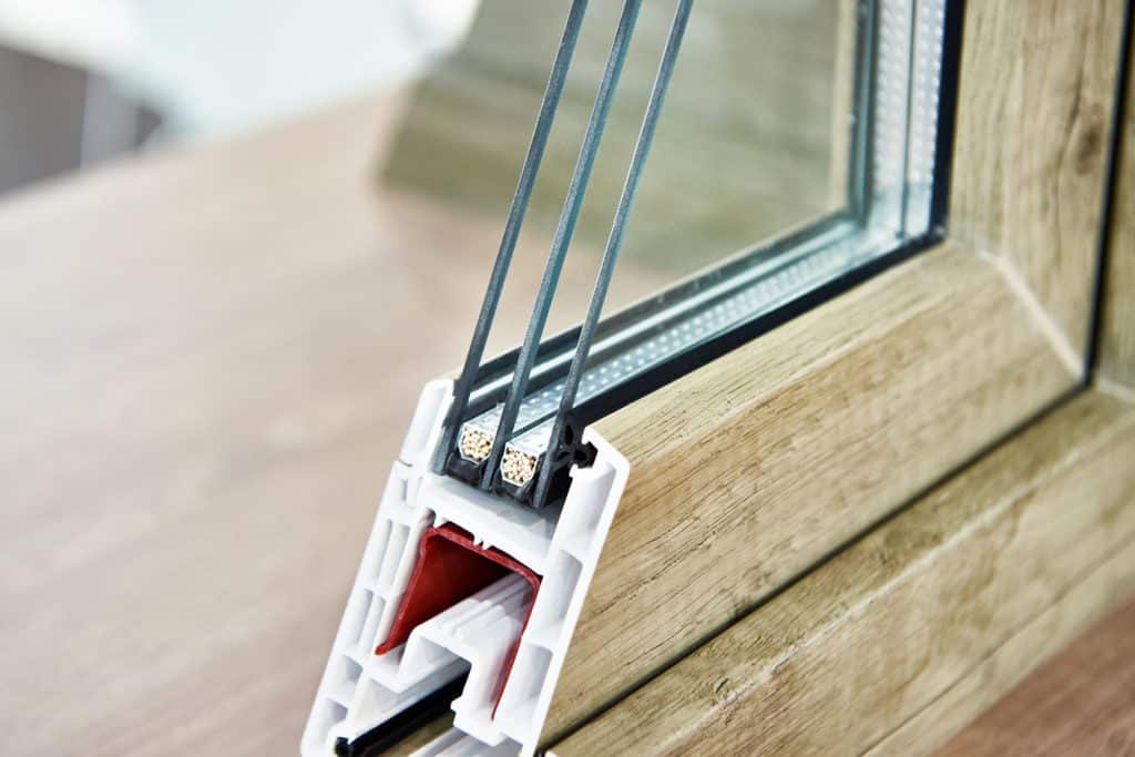 Insulated triple glazing cross section